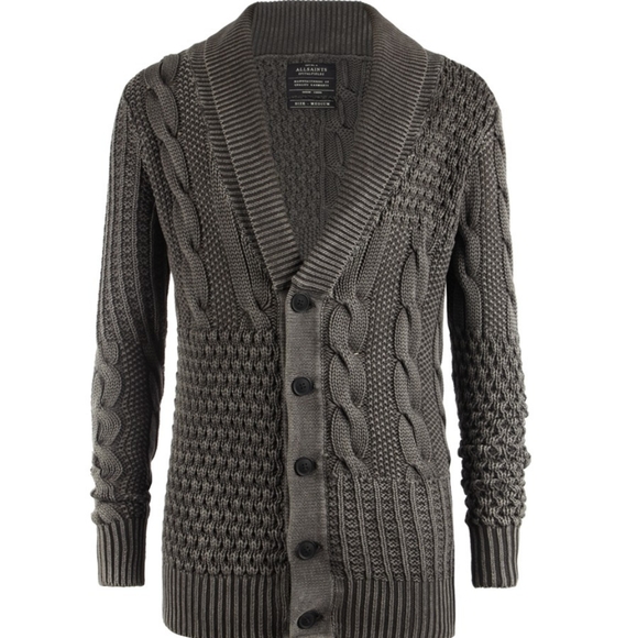 All Saints Other - All Saints men's Whitby Cardigan sweater cableknit